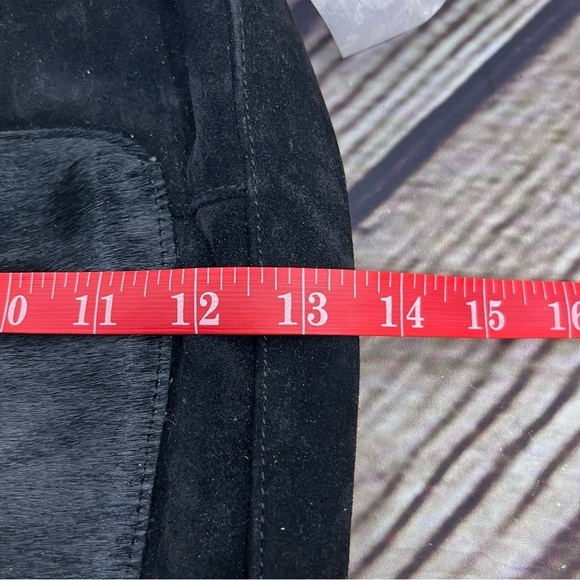 Americana by Sharif Black Suede & Calf Hair flap satchel crossbody Bag - Picture 11 of 11